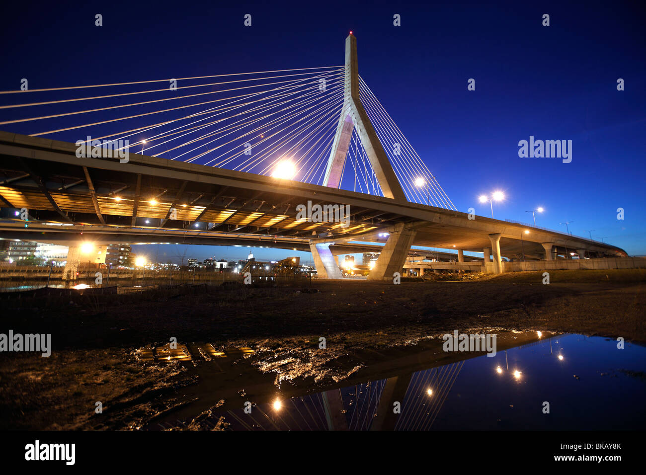 Zakim Bunker Hill Bridge, Boston, Massachusetts Stock Photo