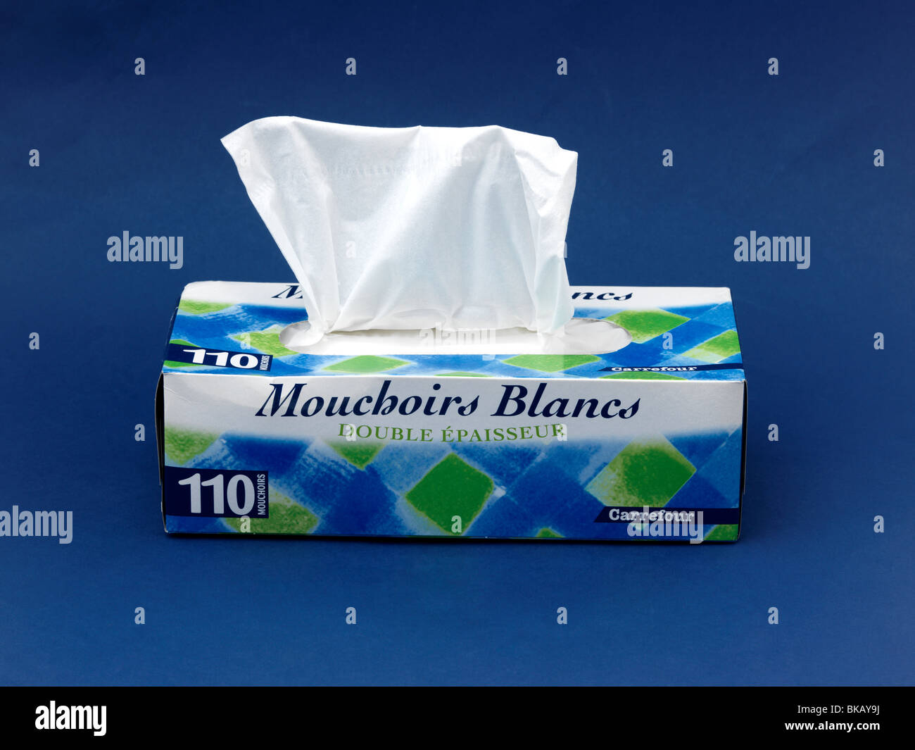 Box Of Tissues Double Strength French Mouchoirs Blancs Stock Photo