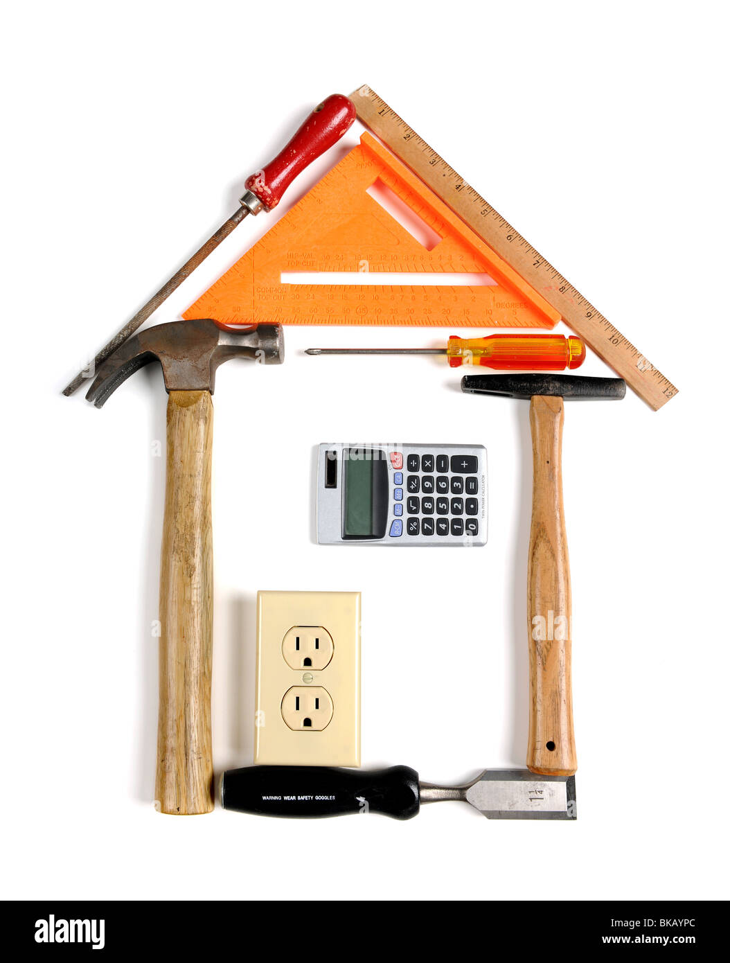 House made of tools to symbolize home improvement Stock Photo