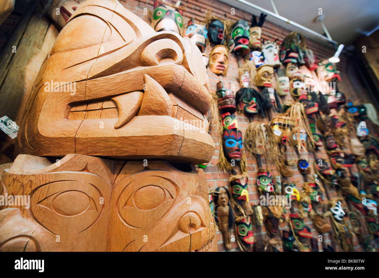 First Nation aboriginal art work in a Gastown shop Vancouver British Columbia Canada Stock Photo