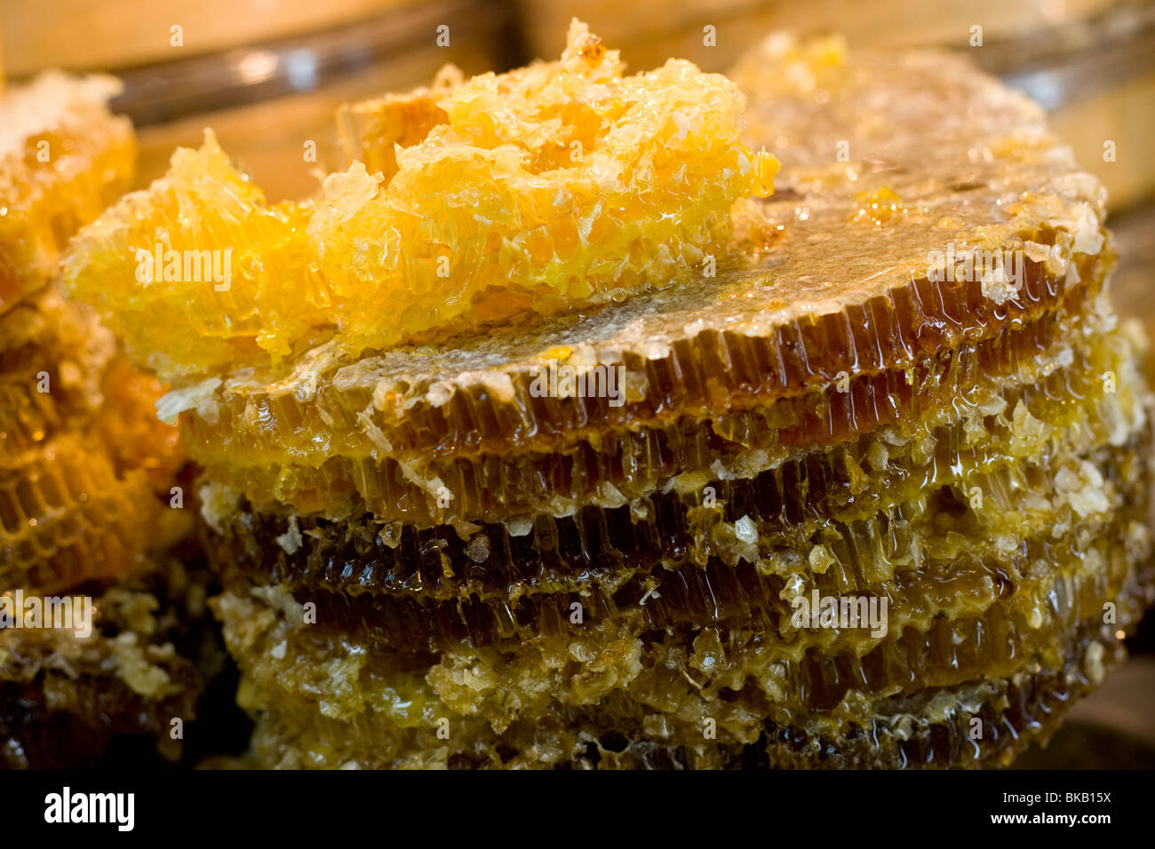 Honeycomb for sale at the Egyptian bazaar in Istanbul. Stock Photo
