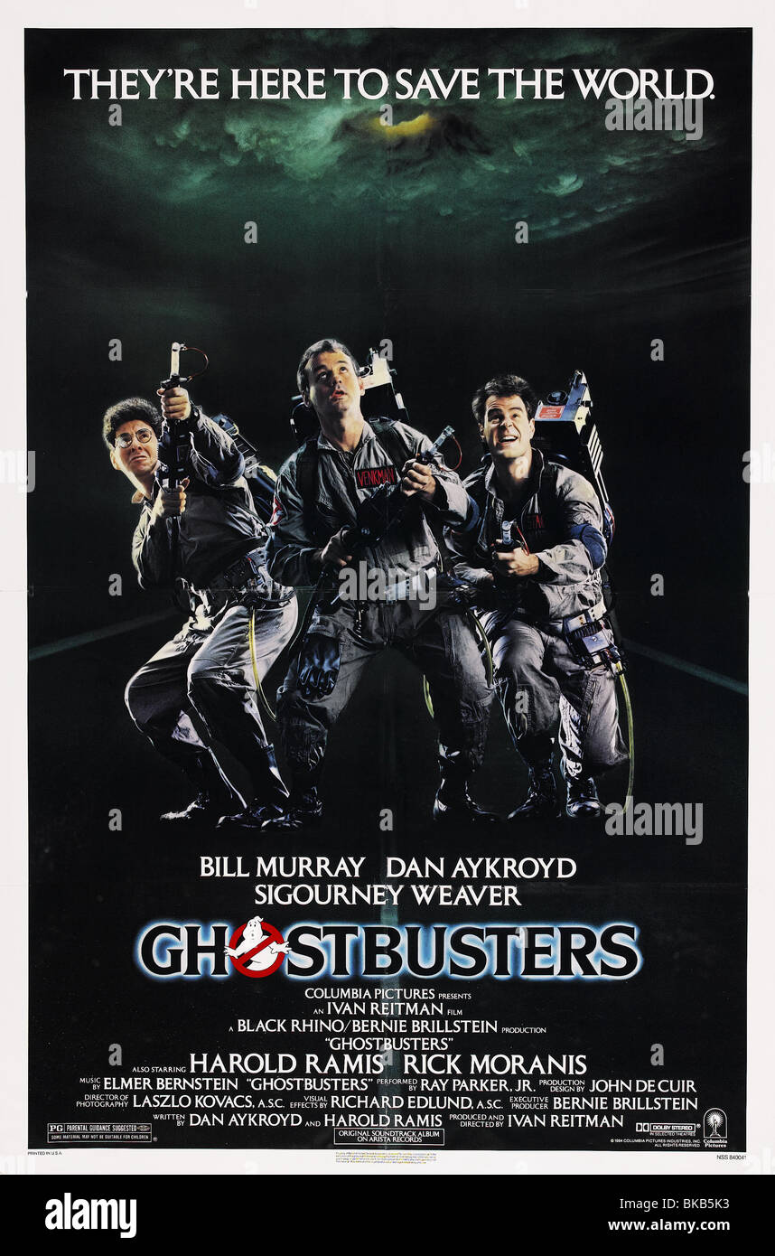 Ghost Busters  Year : 1984  Director : Ivan Reitman Harold Ramis, Bill Murray, Dan Aykroyd Movie poster (USA) Stock Photo