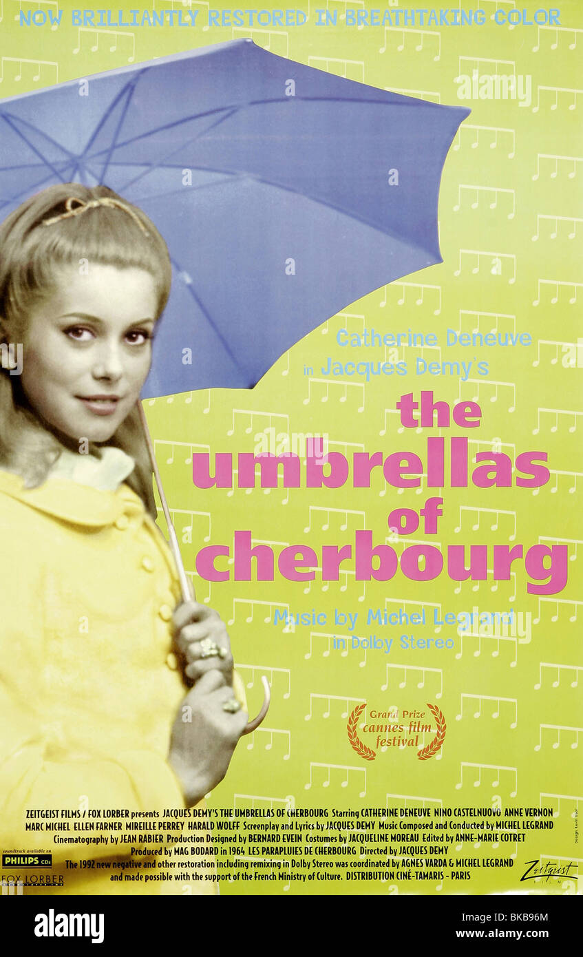 Les Parapluies de Cherbourg Year 1964 - France Director Jacques Demy  Catherine Deneuve Movie poster (USA) Golden Palm Cannes Stock Photo - Alamy