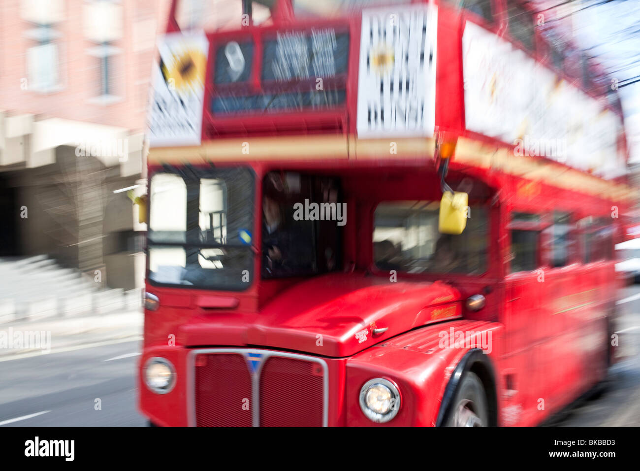 Red London double decker bus. Knightsbridge, London, England, UK Stock Photo