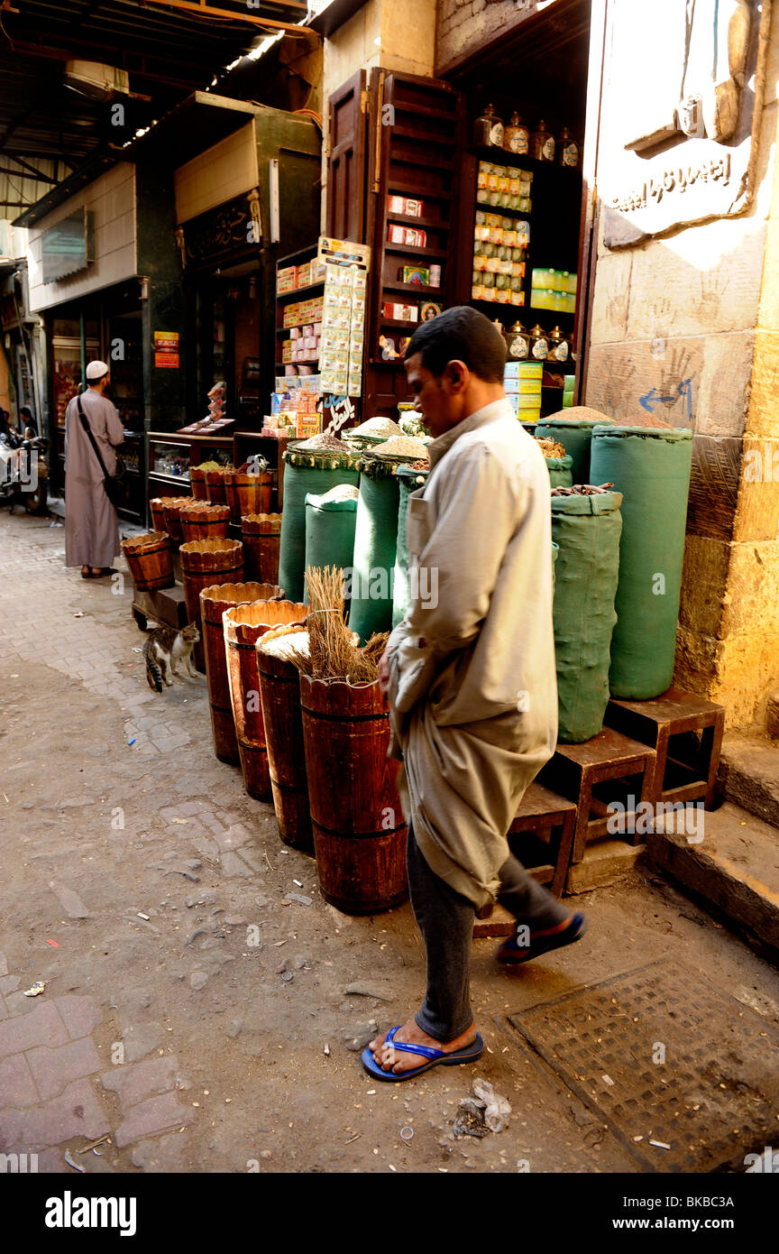 herbs and spices at the spice bazaar, Khan el-Khalili, islamic cairo , cairo, egypt Stock Photo