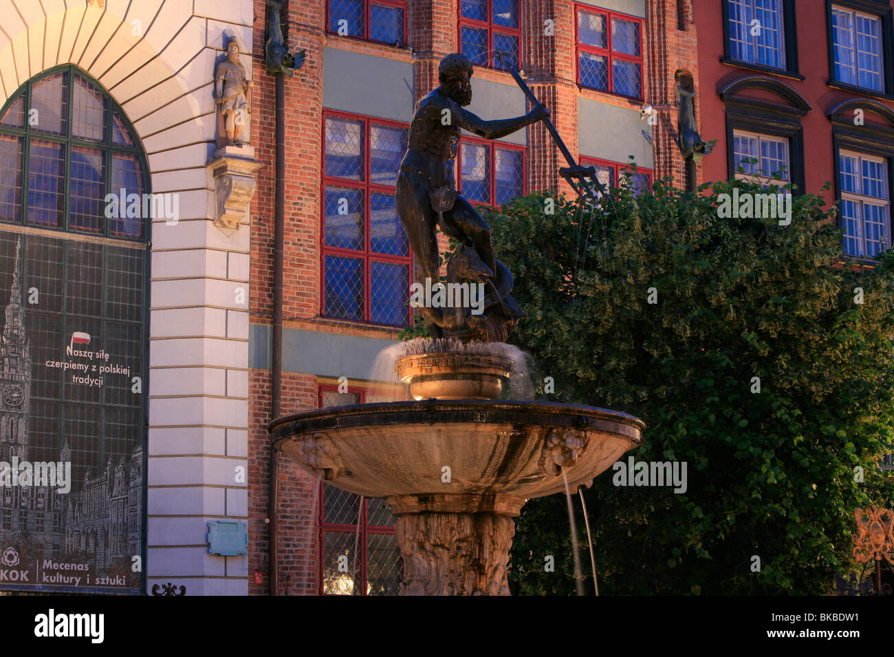 Neptune's Fountain at Long Market in Gdansk, Poland Stock Photo