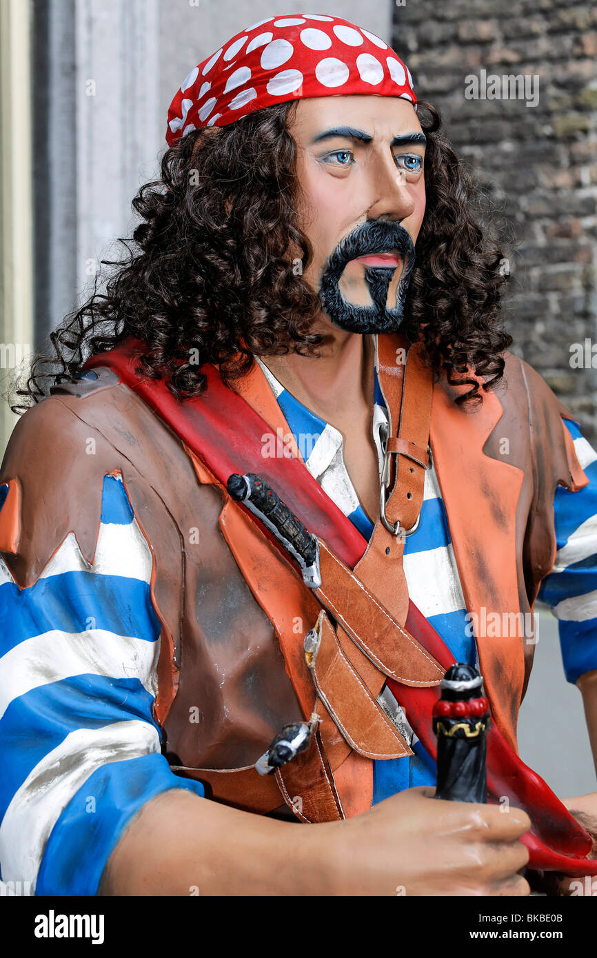 Life-size figure of a pirate, in front of the West Frisian Museum, Hoorn, Province of North Holland, Netherlands, Europe Stock Photo