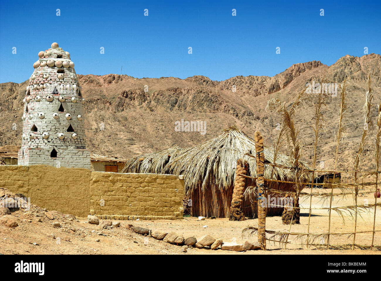 Bedouin village in desert near Hurghada, Egypt Stock Photo