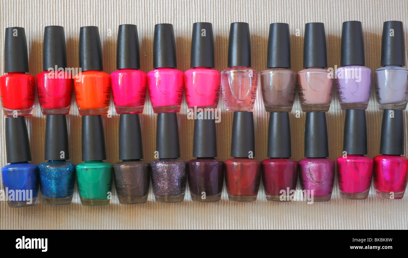 Multicolor Colorful nail polish varnish phials Stock Photo