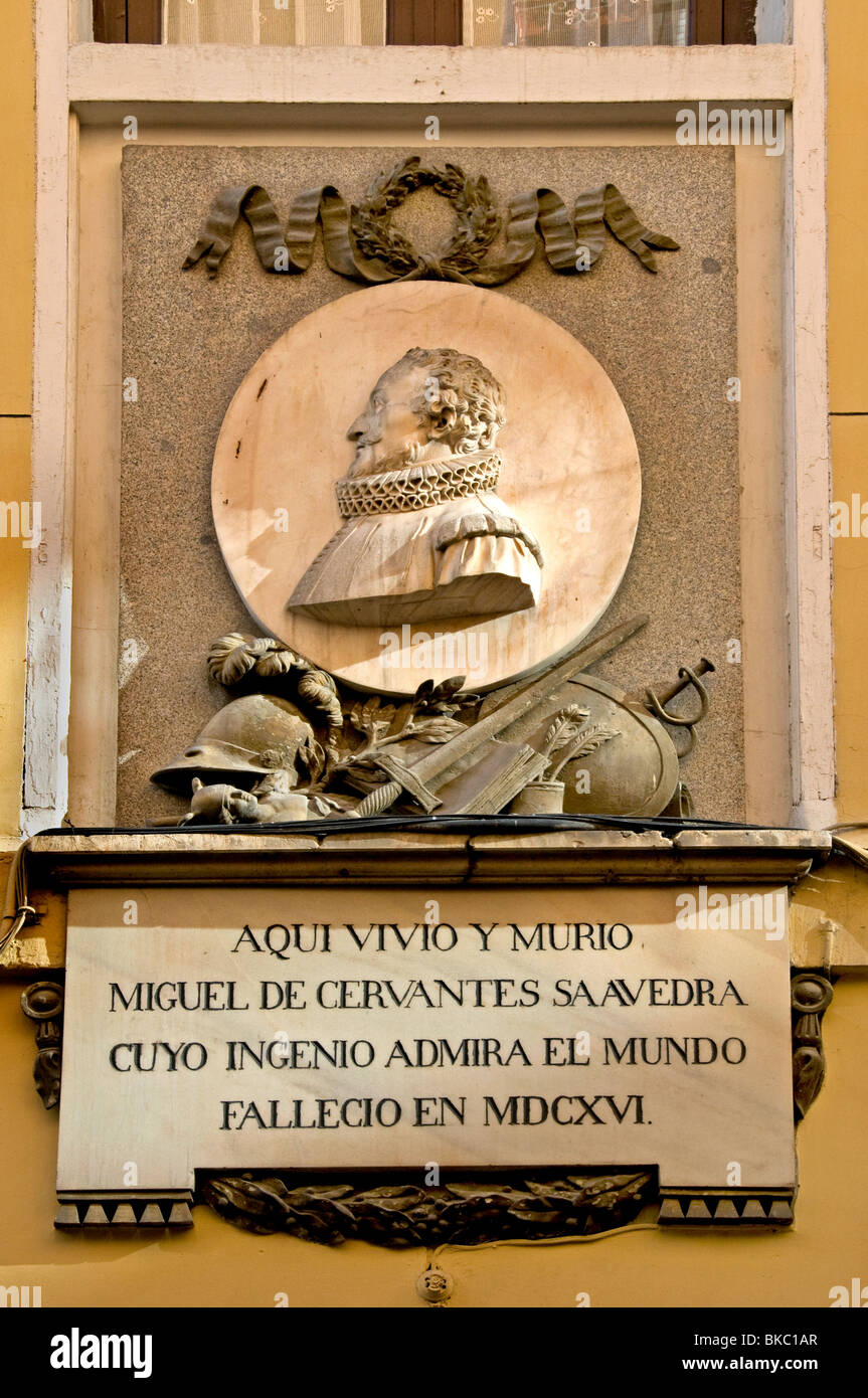 House of Michael de Cervantes in Calle de Cervante Madrid Spain  Don Quixote author writer Stock Photo