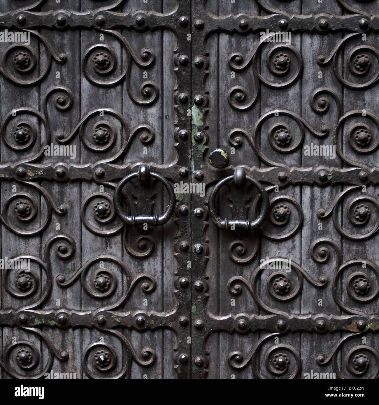 Door Handles On Ornate Metal Doors Stock Photo Alamy