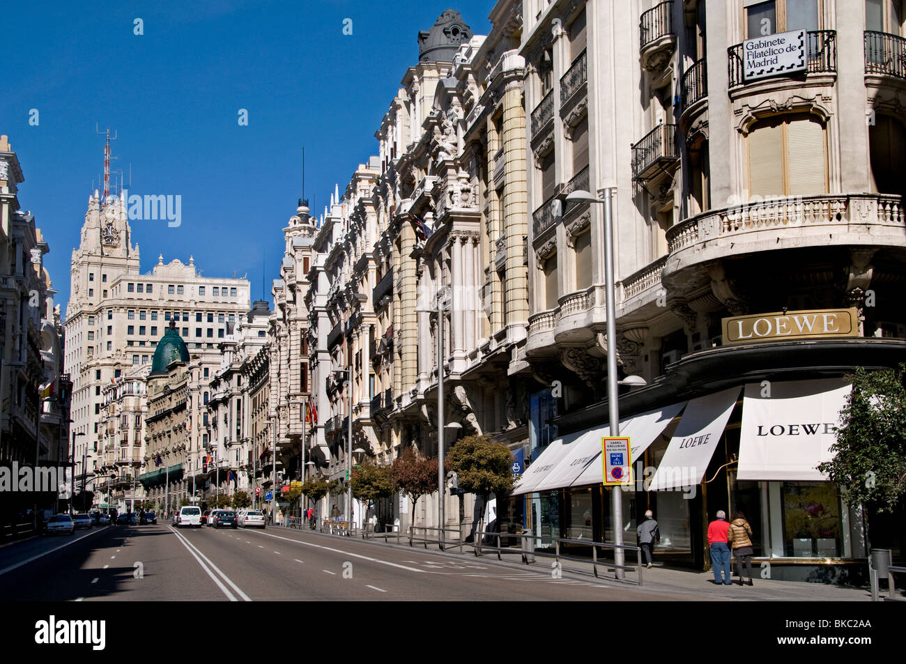 Madrid Spain Spanish Gran Via Telefonica Building Loewe Stock Photo