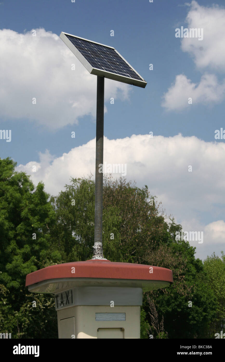 Solar power installation on a taxi calling point. Essen, North Rhine-Westphalia, Germany. Stock Photo