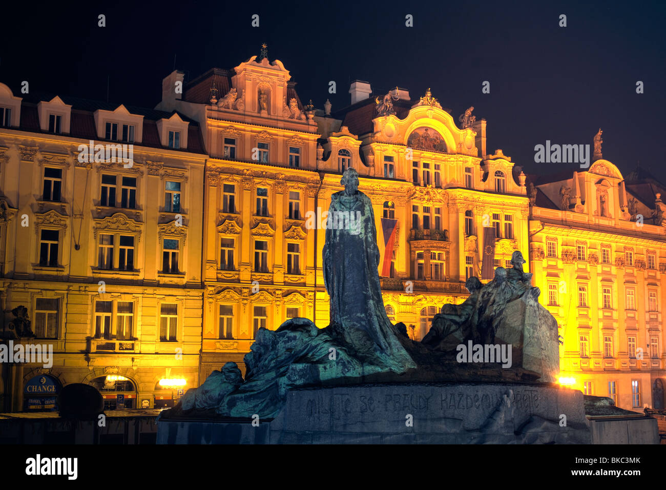 monument to Jan Hus, Old Town Square, Prague, Czech Republic Stock Photo