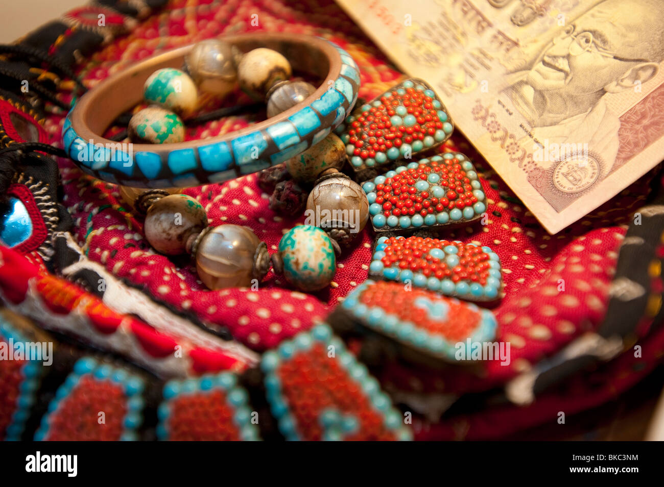 Jewelry for sale, Kovalam, Kerala, India Stock Photo