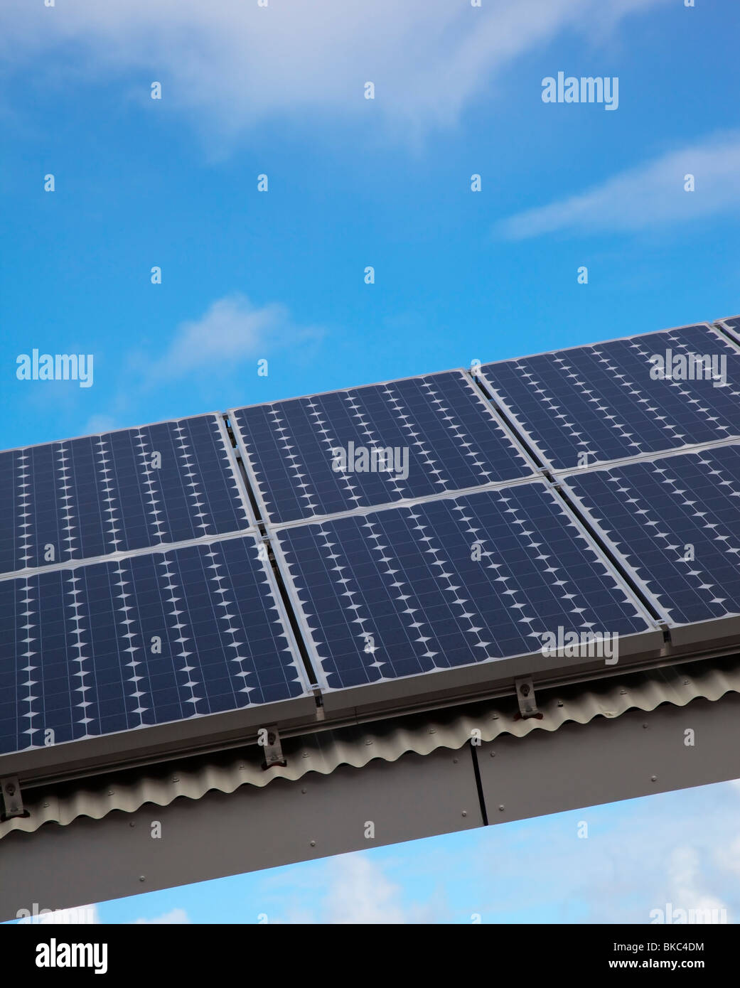 Solar Panel Against Blue Sky Stock Photo