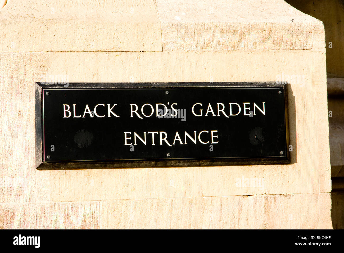 Black Rods Garden Entrance Sign, Palace of Westminster, / Houses of Parliament, London, UK Stock Photo