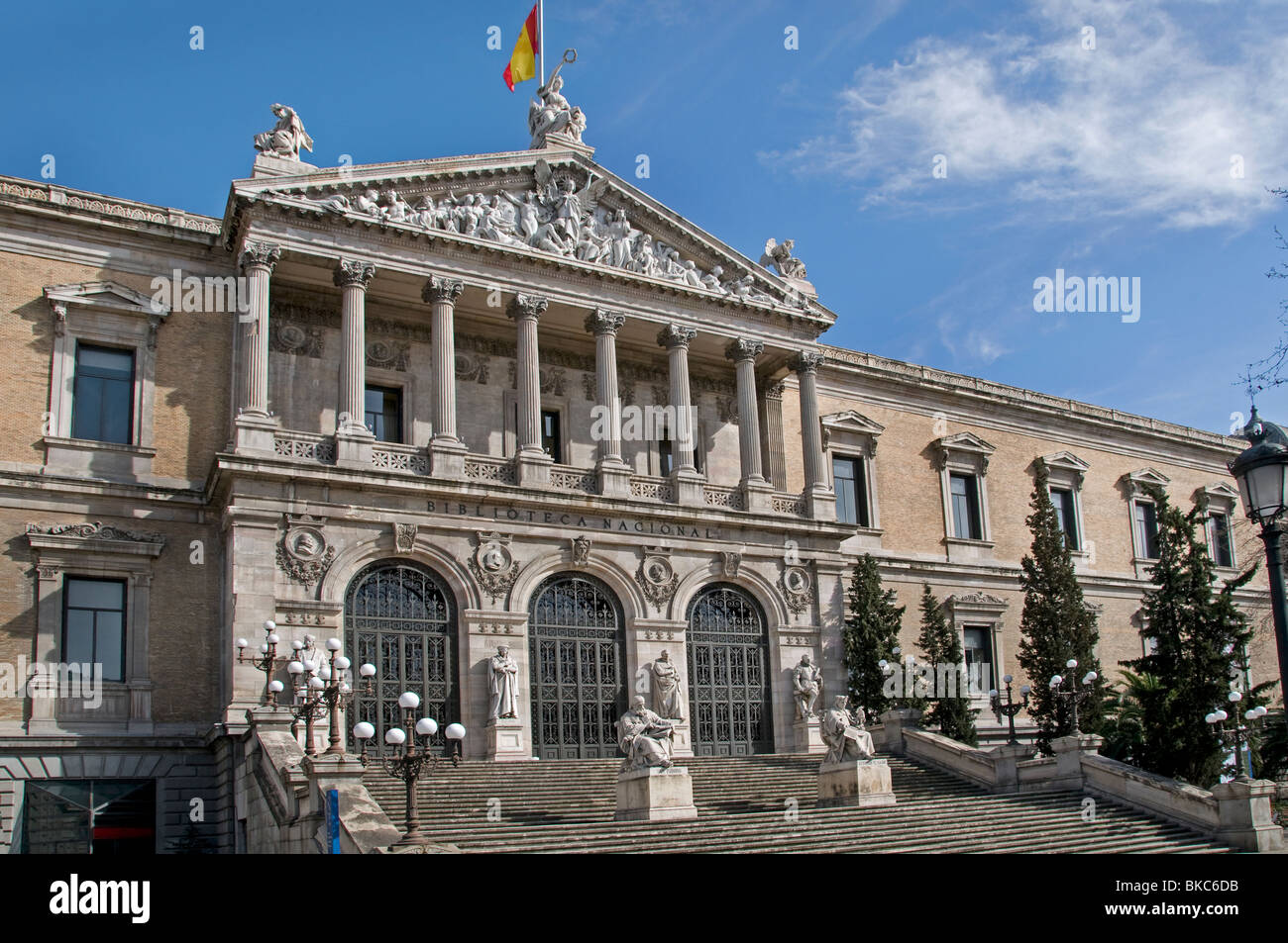 Biblioteca Nacional 'National Library of Spain Madrid on the Paseo de Recoletos. Stock Photo