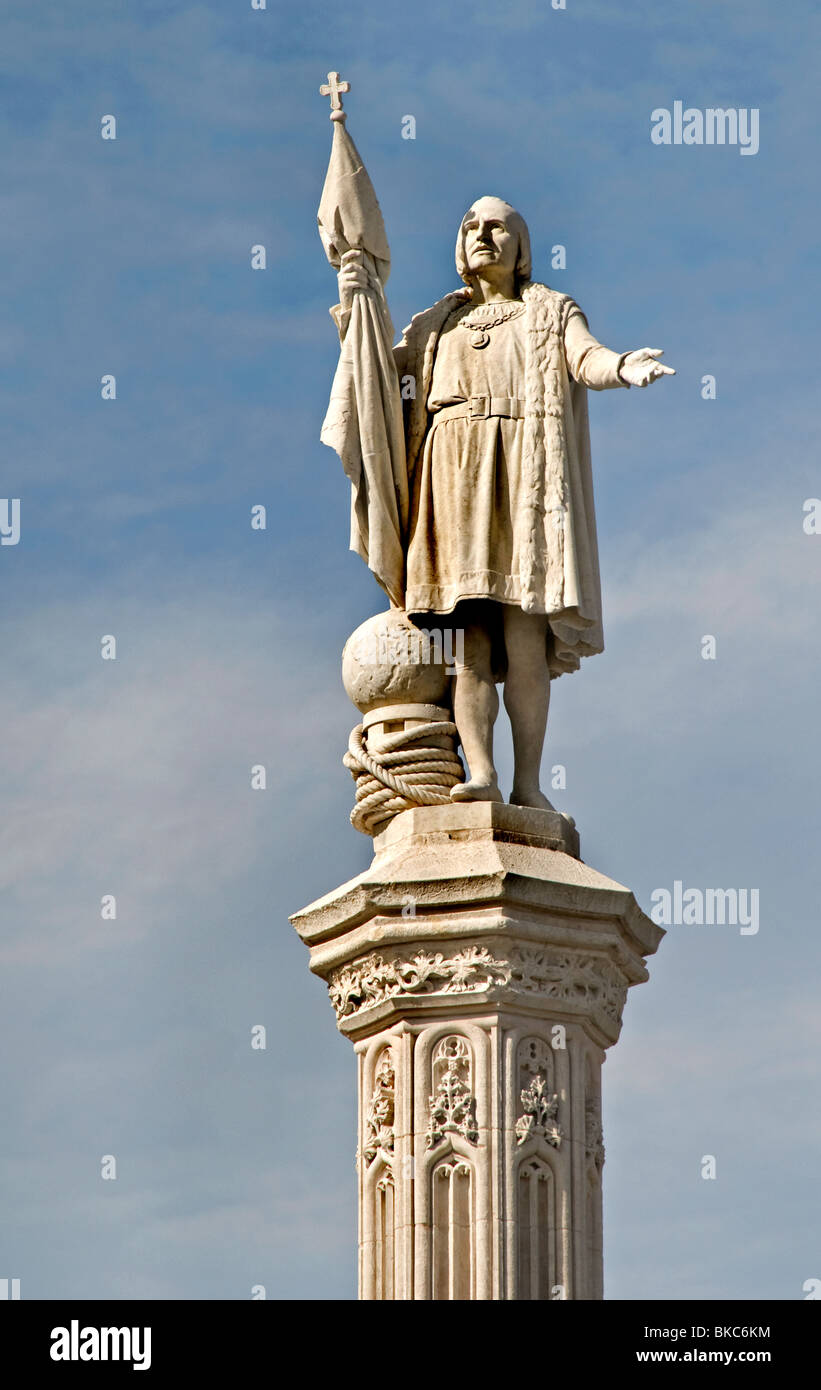 Monument Christopher Columbus Madrid Plaza De Colon Spain Spanish America Stock Photo