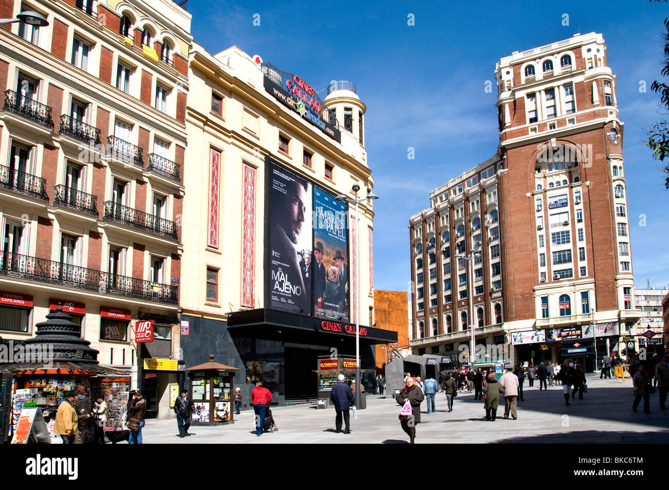 Madrid Grand Via Plaza de Santa Domingo movie cinema Stock Photo