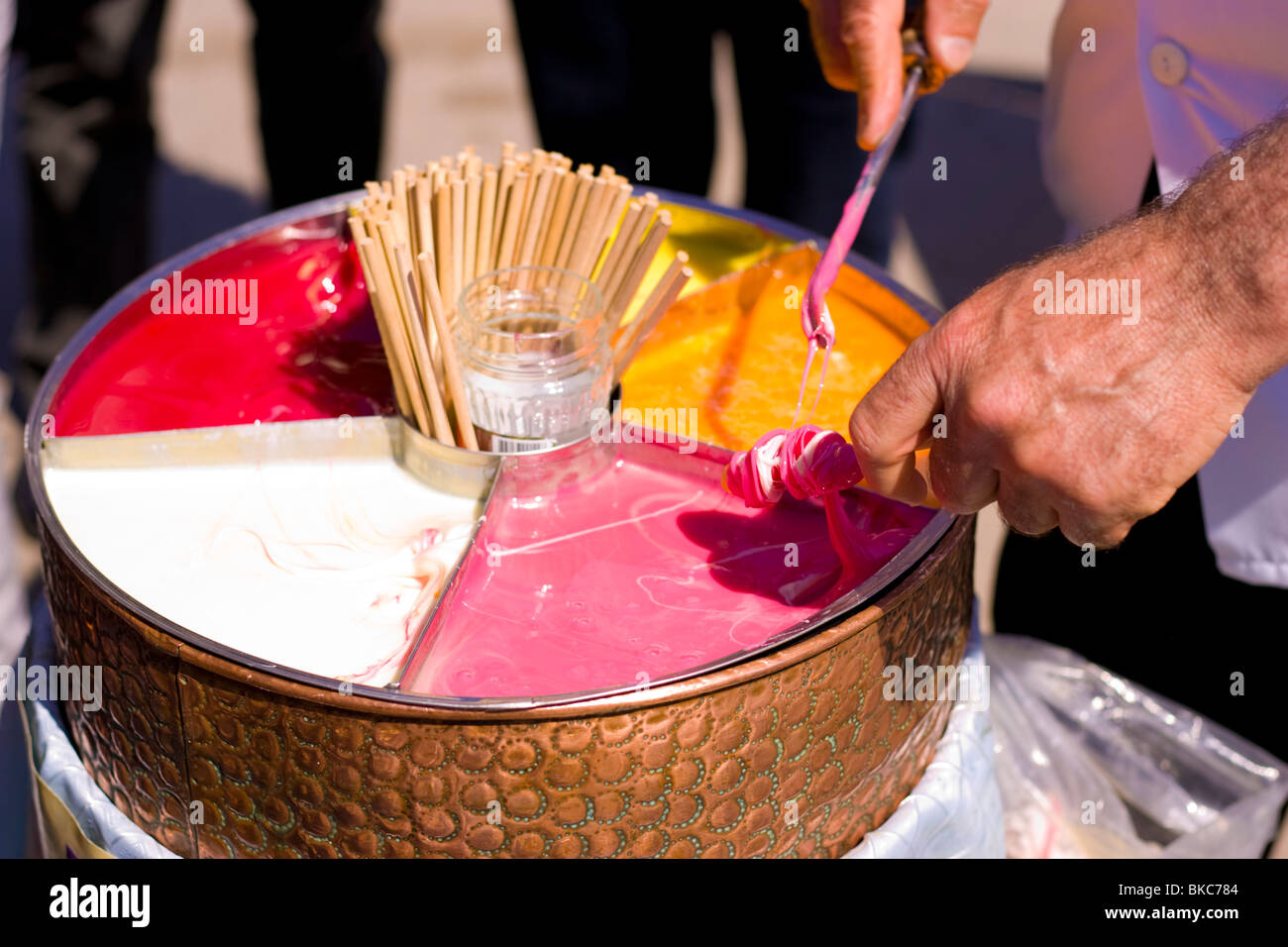 Turkish sweet being prepared on the street in Istanbul Stock Photo