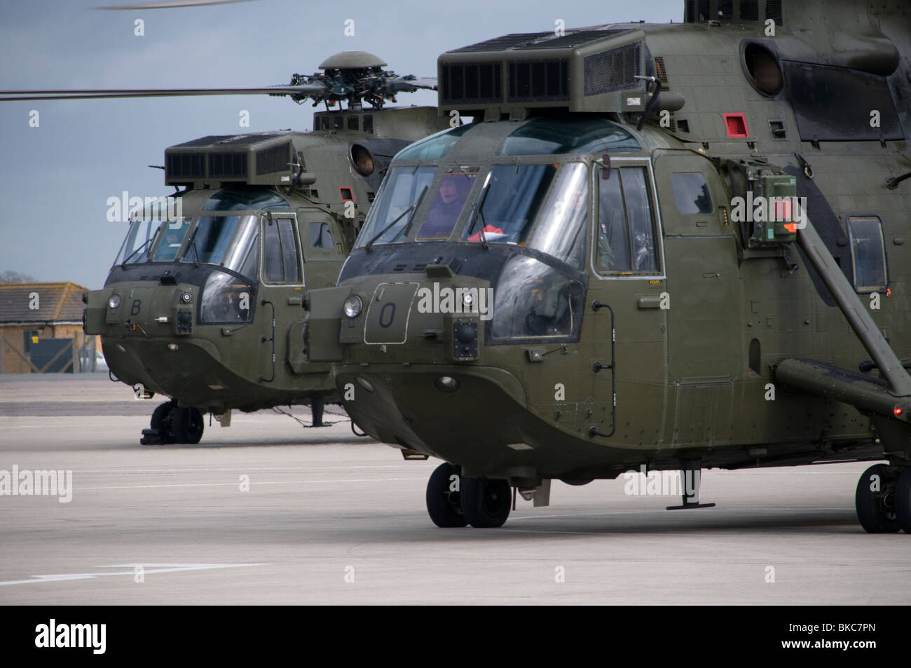 Royal Navy troop carrying Sea King mk4 helicopters Stock Photo