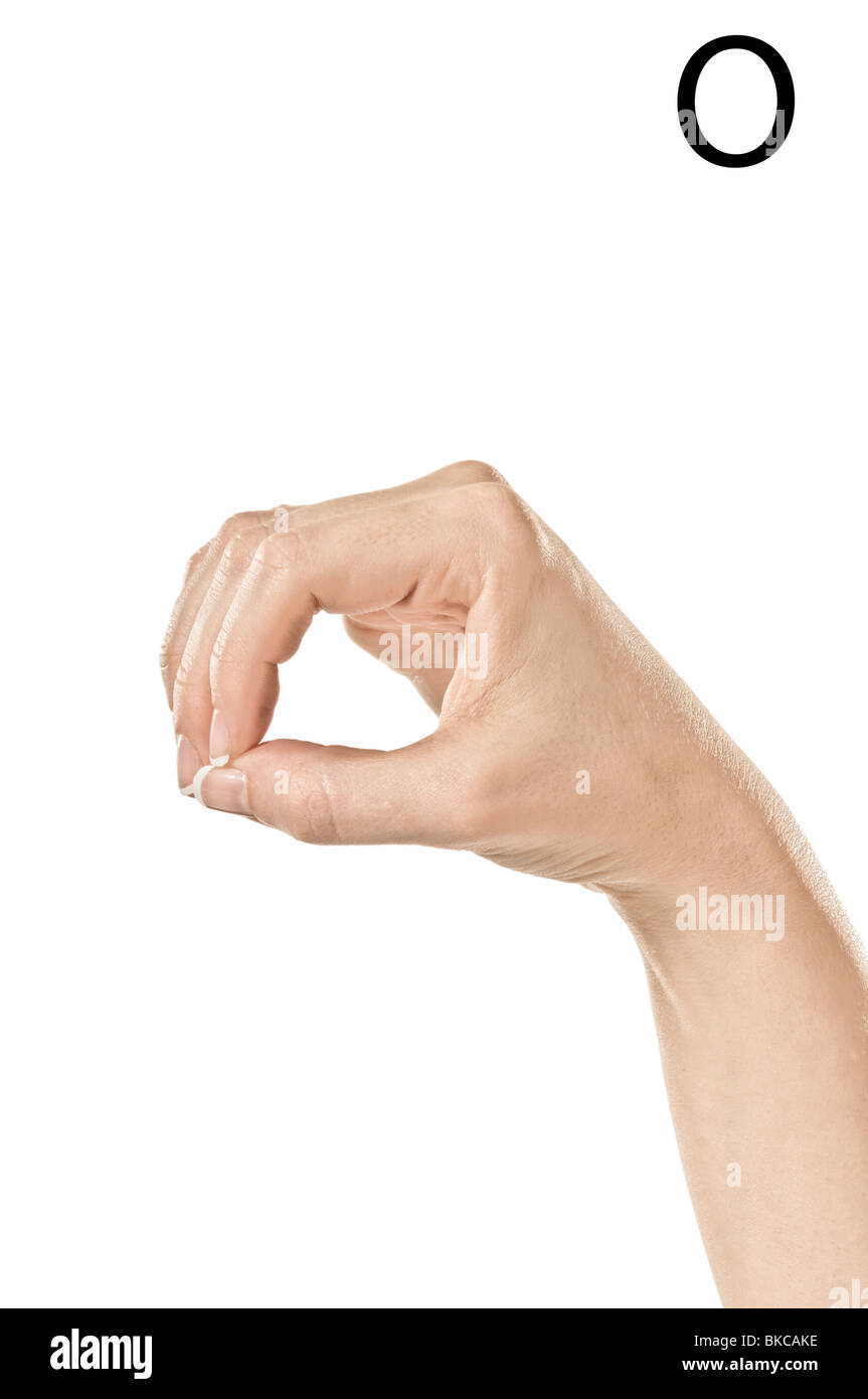 Pressing Asl Female hands finger spelling the ASL alphabet Stock Photo - Alamy