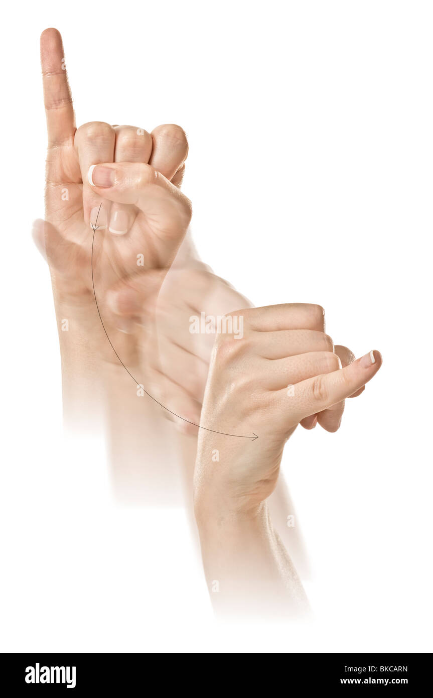 Female hands finger spelling the ASL alphabet Stock Photo - Alamy