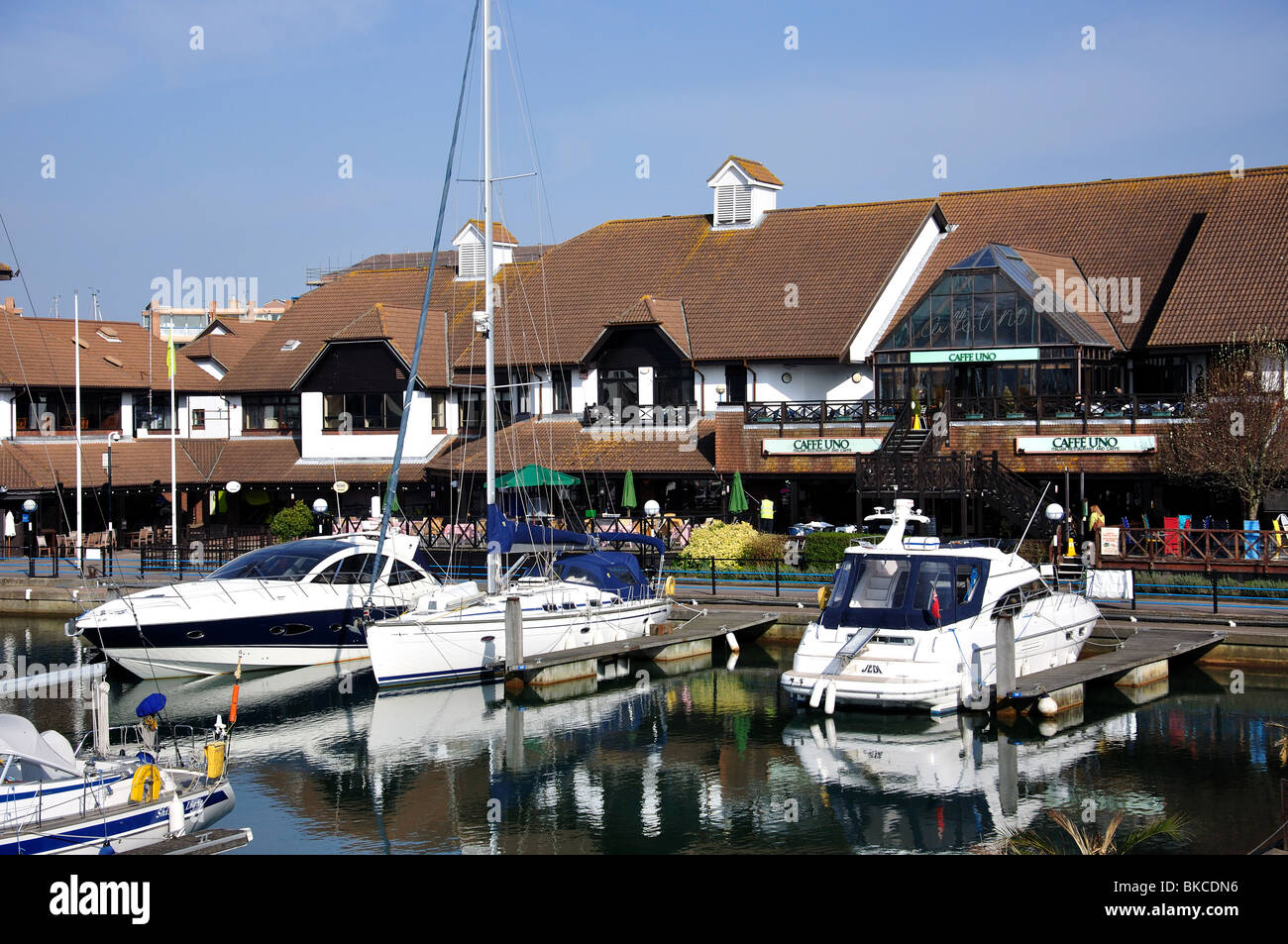 View of marina, Port Solent, Portsmouth, Hampshire, England, United Kingdom Stock Photo