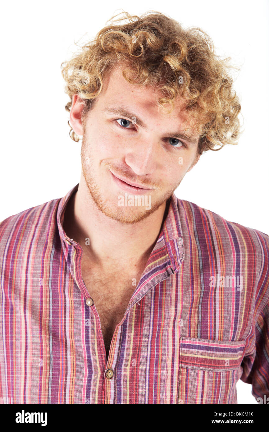 Young Blonde Adult Caucasian Man In Casual Clothes And Scruffy