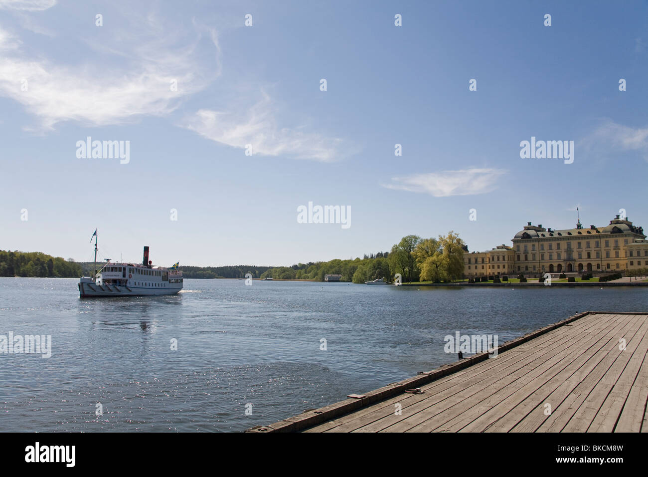 S/S Prins Carl Philip leaving the pier at the Royal Castle Drottningholm outside Stockholm Stock Photo