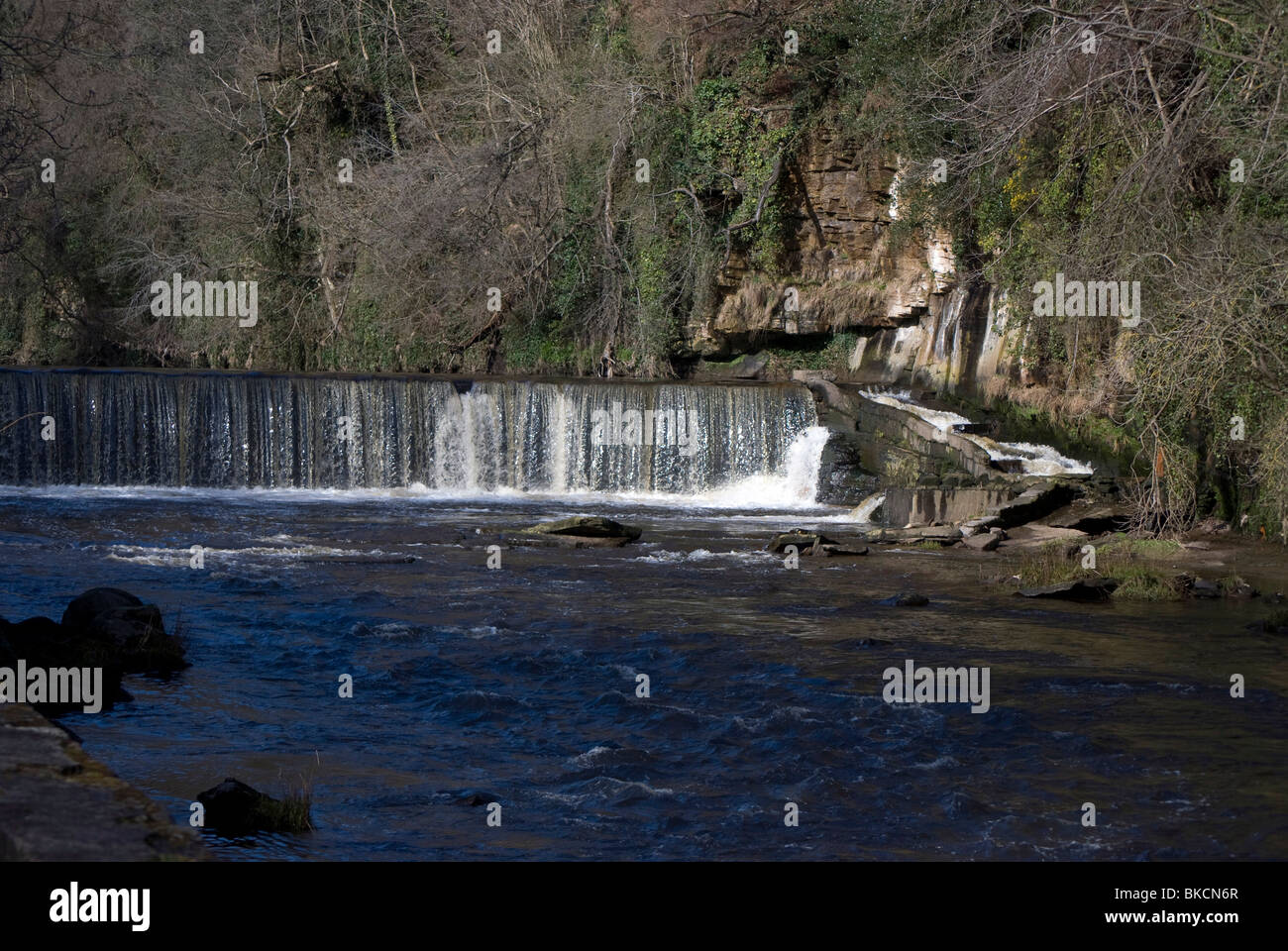 The weir (waterfall) on the River Almond near Cramond, Edinburgh
