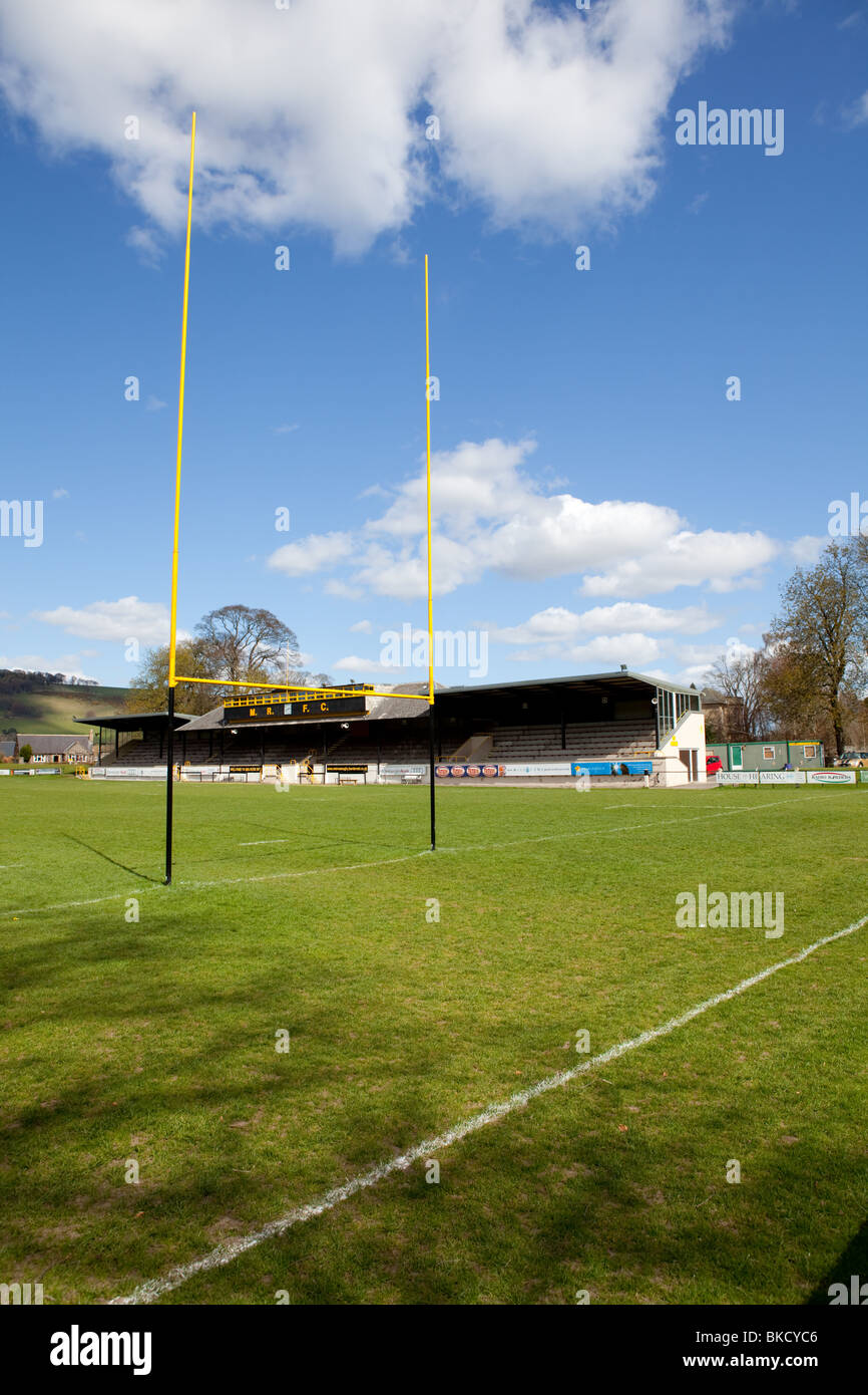Goalposts at Melrose Rubgy Football Club Stock Photo