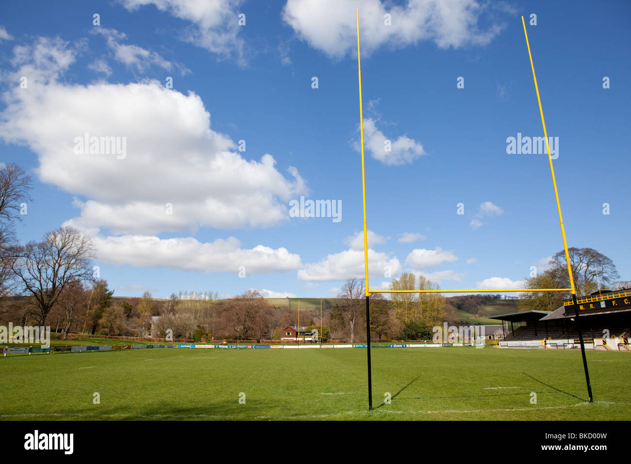 Goalposts at Melrose Rubgy Football Club Stock Photo