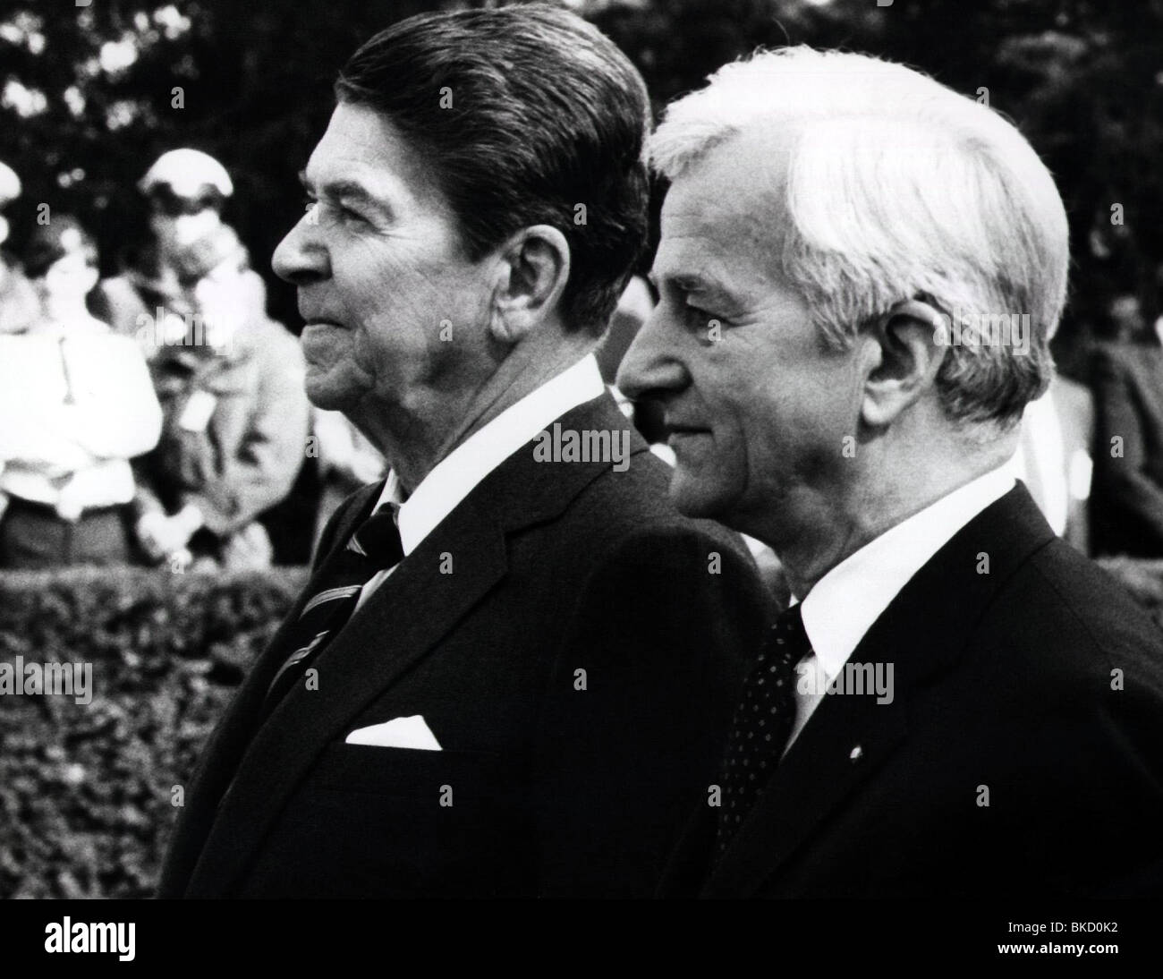 Reagan, Ronald, 6.2.1911 - 5.6.2004, US actor, politician (Republicans), 40th President of the USA 1981 - 1989, portrait, during his state visit to Germany, with Federal President Richard von Weizsaecker, May 1985, Stock Photo