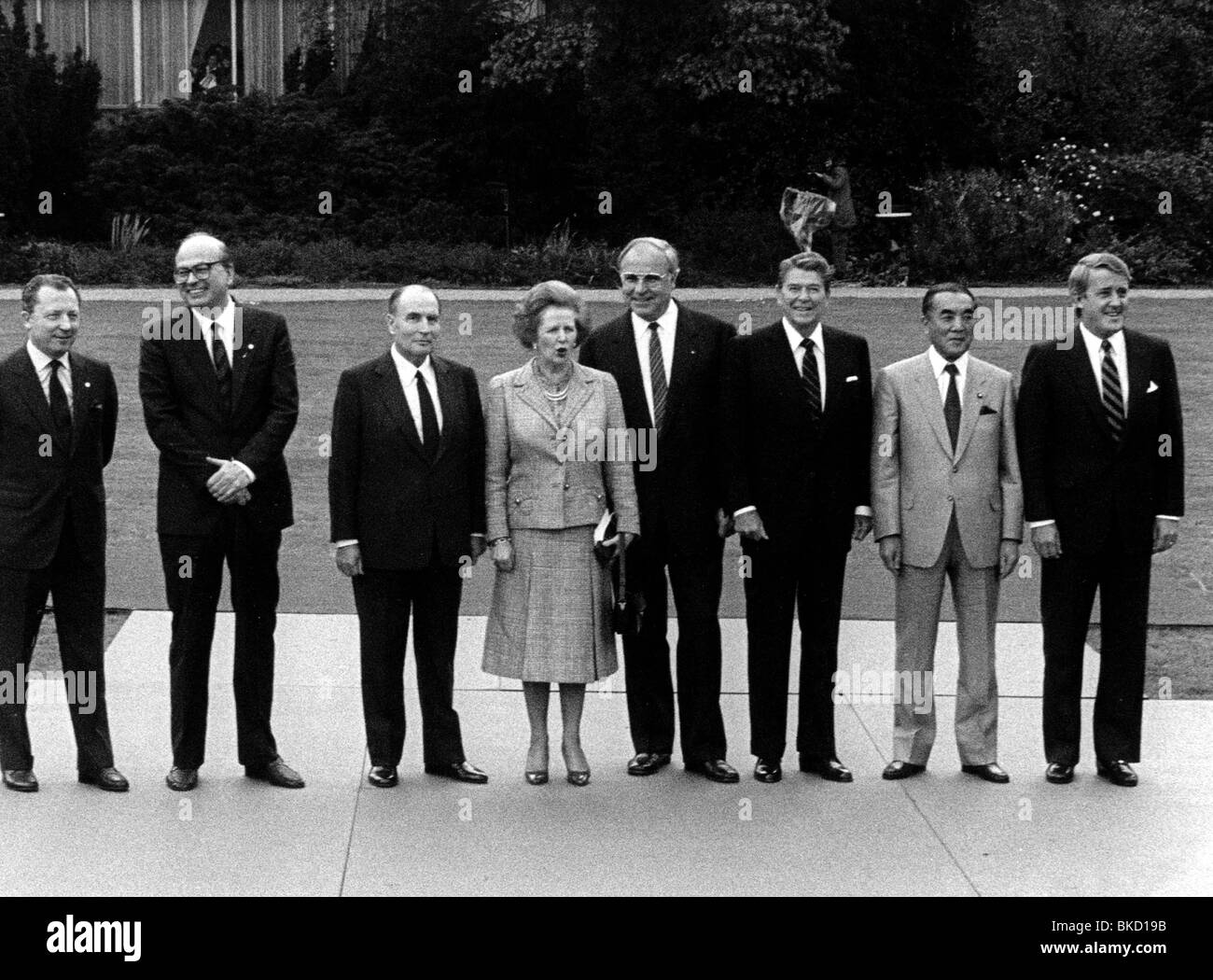politics, conferences, world economic summit, group picture, Bonn 1985, Stock Photo