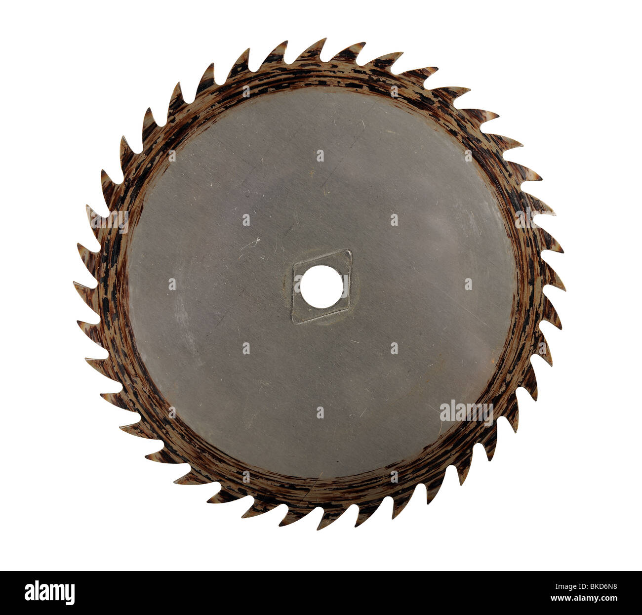 Old circular saw isolated over white background - With clipping path Stock Photo