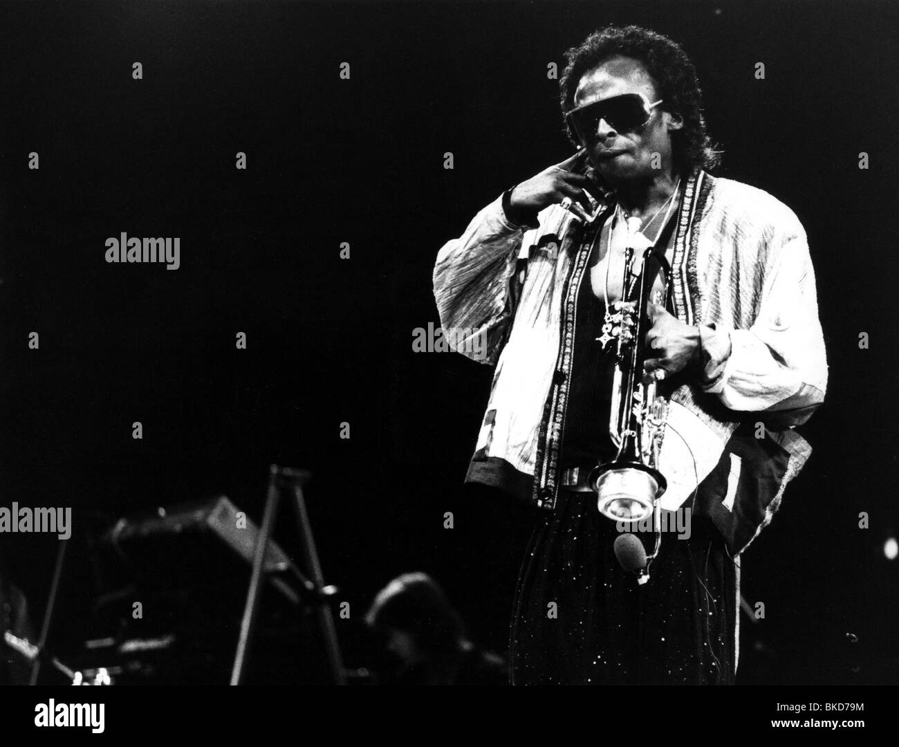 Davis, Miles Dewey, 25.5.1926 - 28.9.1991, US jazz trumpeter, half length, during a performance in Munich, 1988, Stock Photo