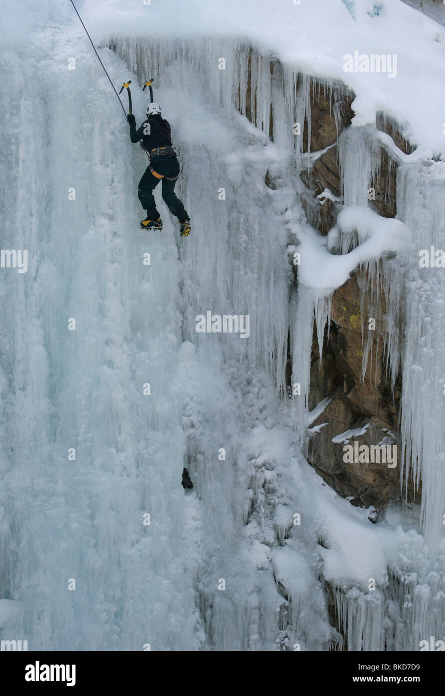 Woman ice climbing in Box Canyon,Ouray,Colorado Stock Photo - Alamy