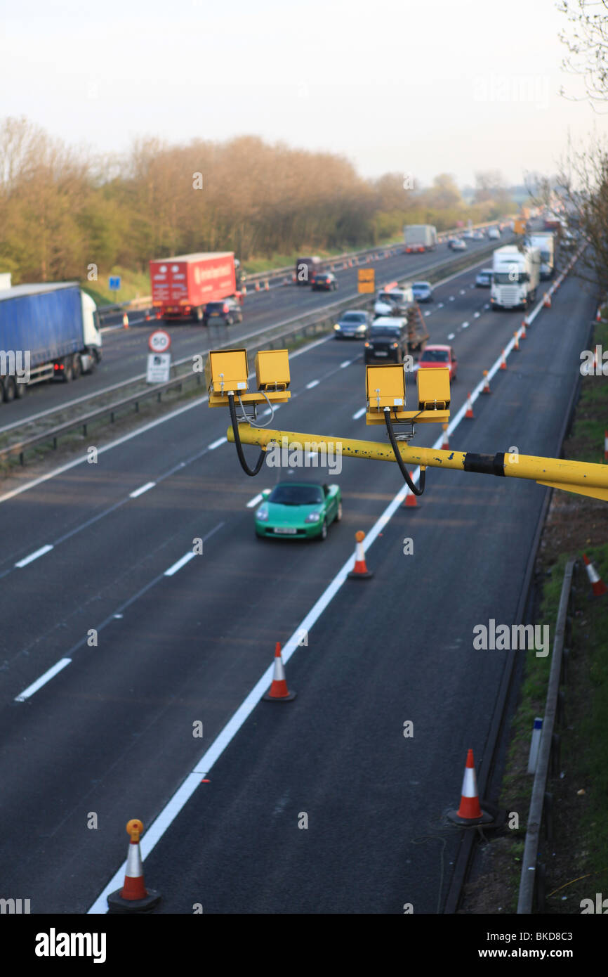 Average speed camera  on the M6 motorway in Staffordshire,UK Stock Photo