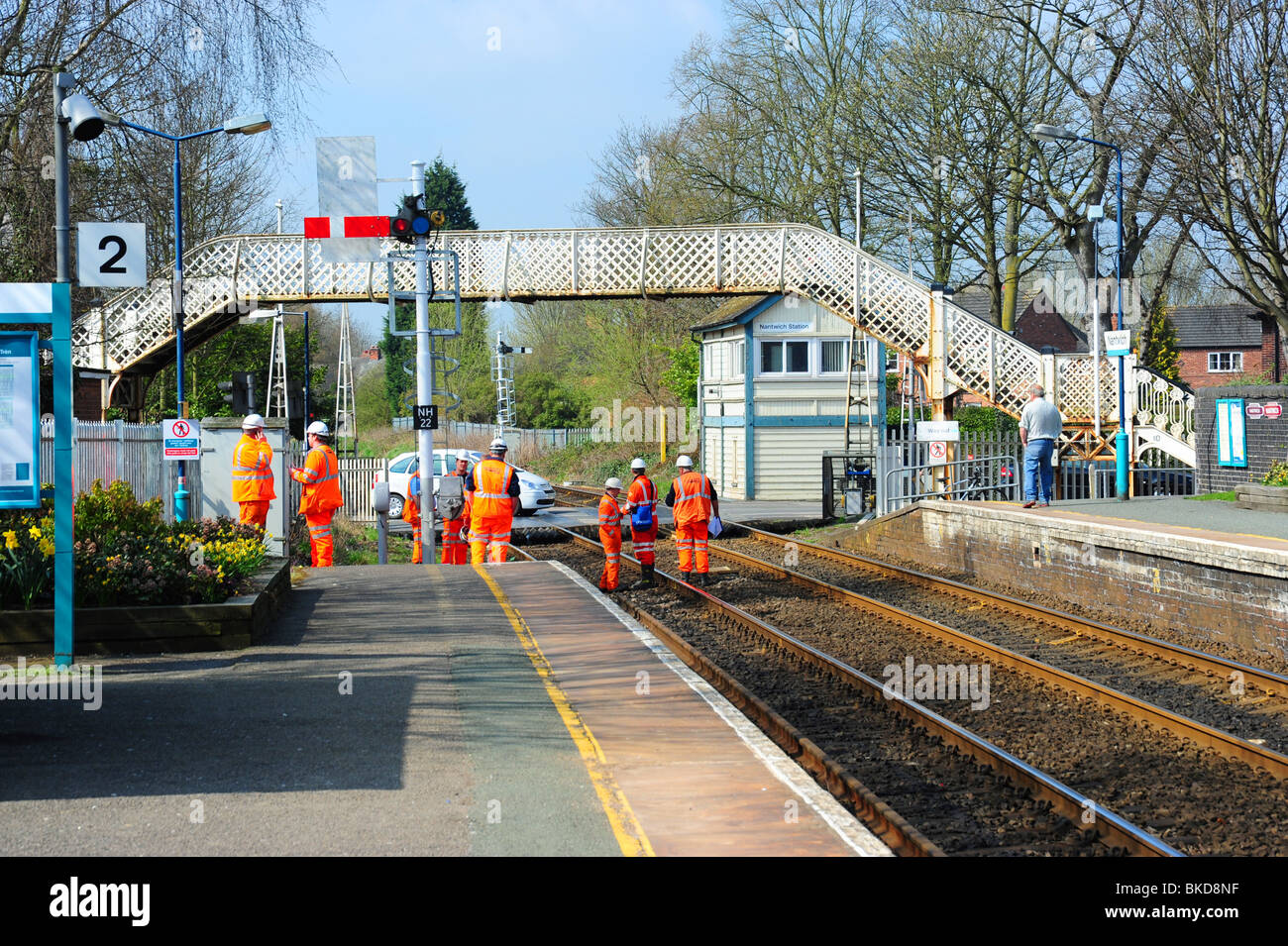 Network rail staff working on the track Stock Photo