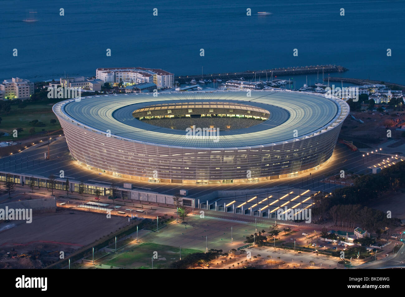 Green Point Stadium at night from Signal Hill. Constructed for the 2010