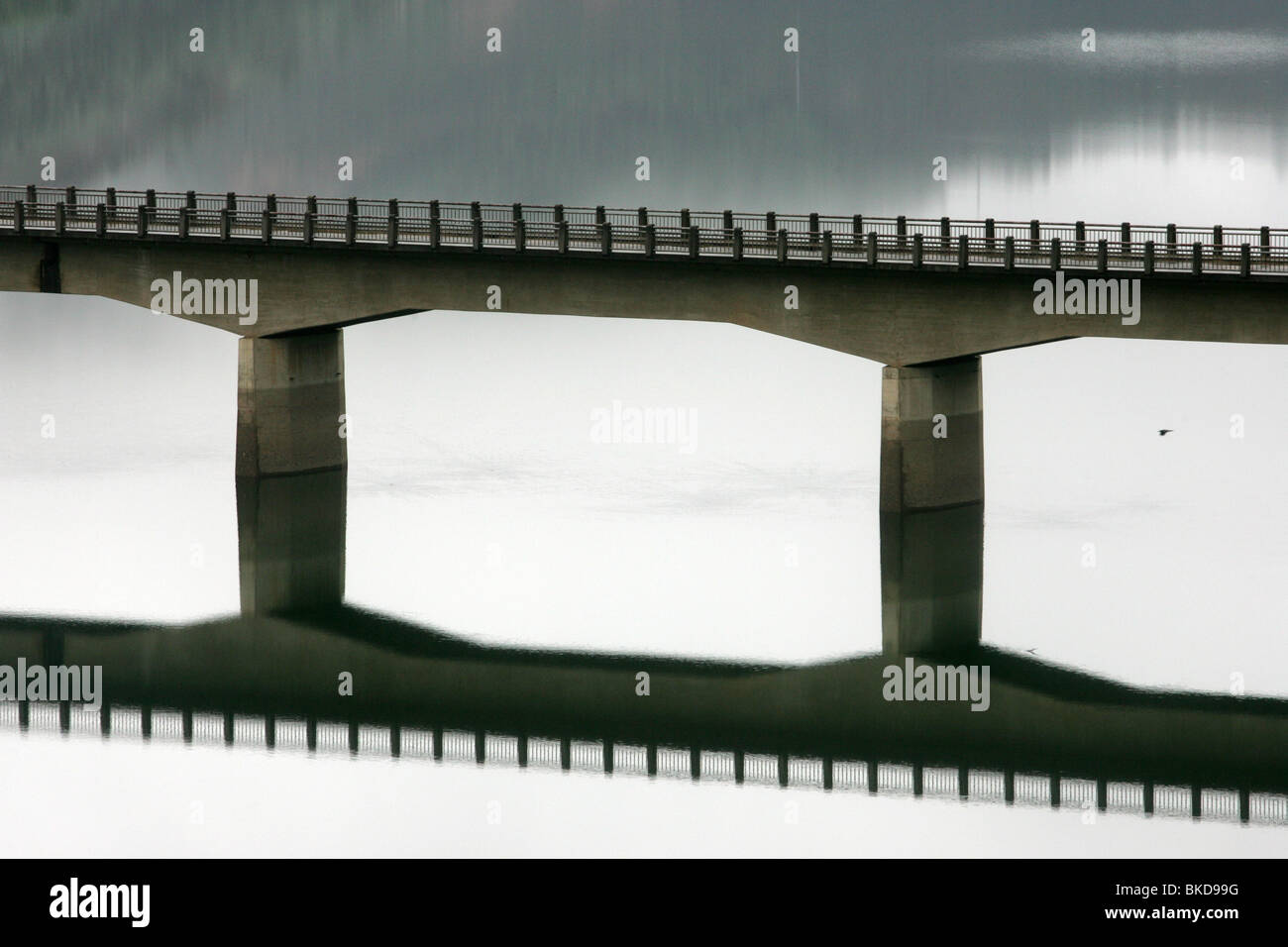 Bridge over the reservoir of the Castelo de Bode dam, in Portugal. Stock Photo