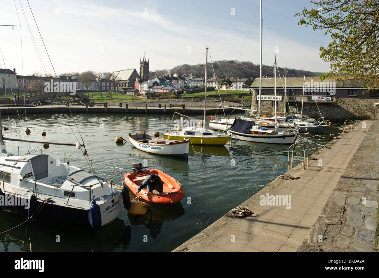 Aberaeron harbour on a warm spring morning, Ceredigion, Wales UK Stock Photo