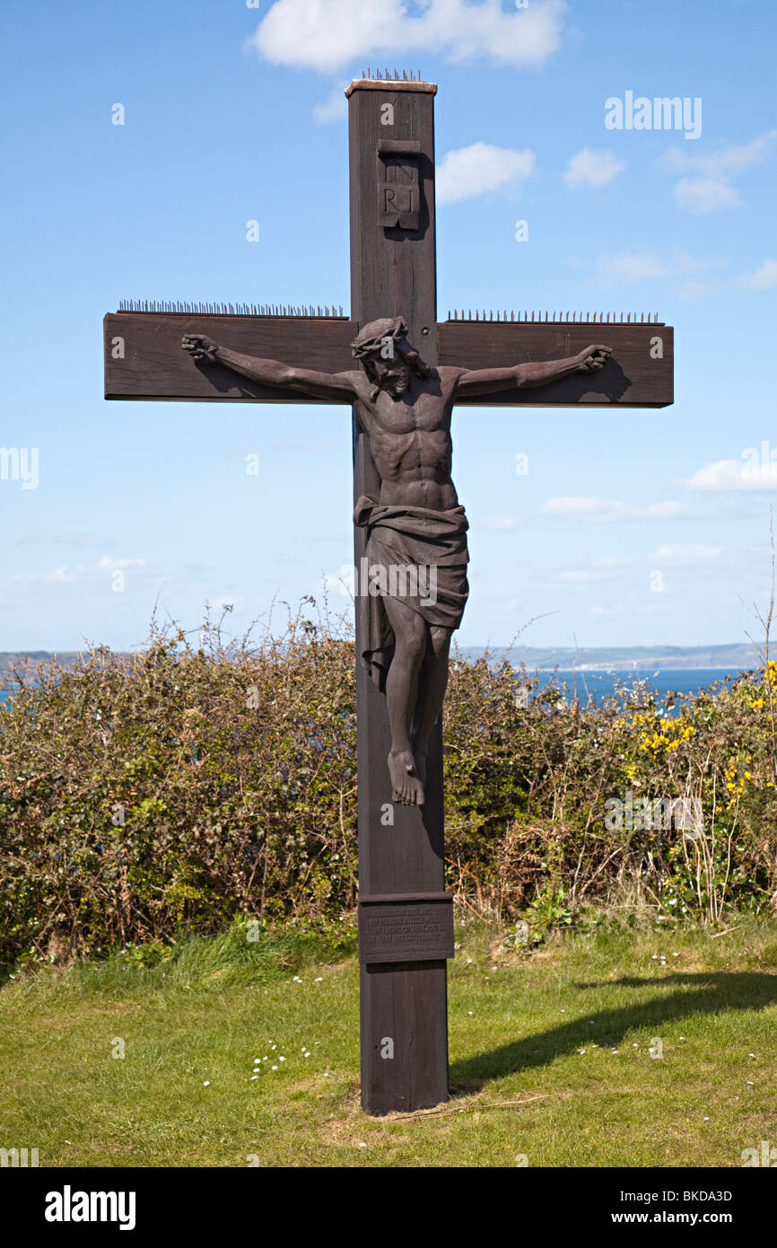 Calvary cross on Caldey Island Pembrokeshire Wales UK Stock Photo