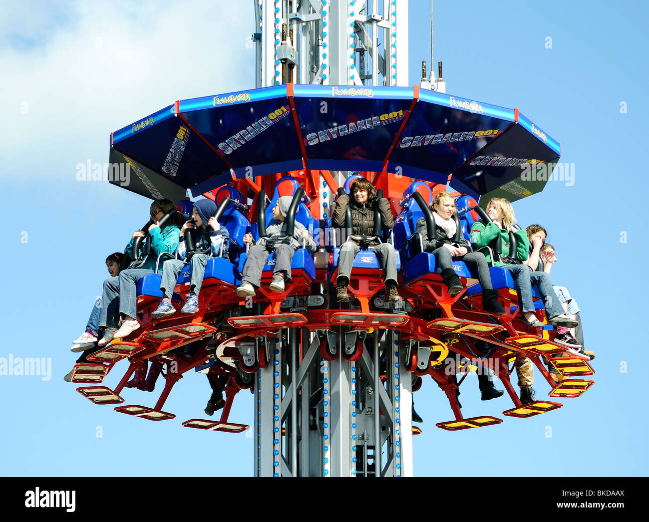 the ' skyrake ' ride at flambards theme park near helston in cornwall, uk Stock Photo