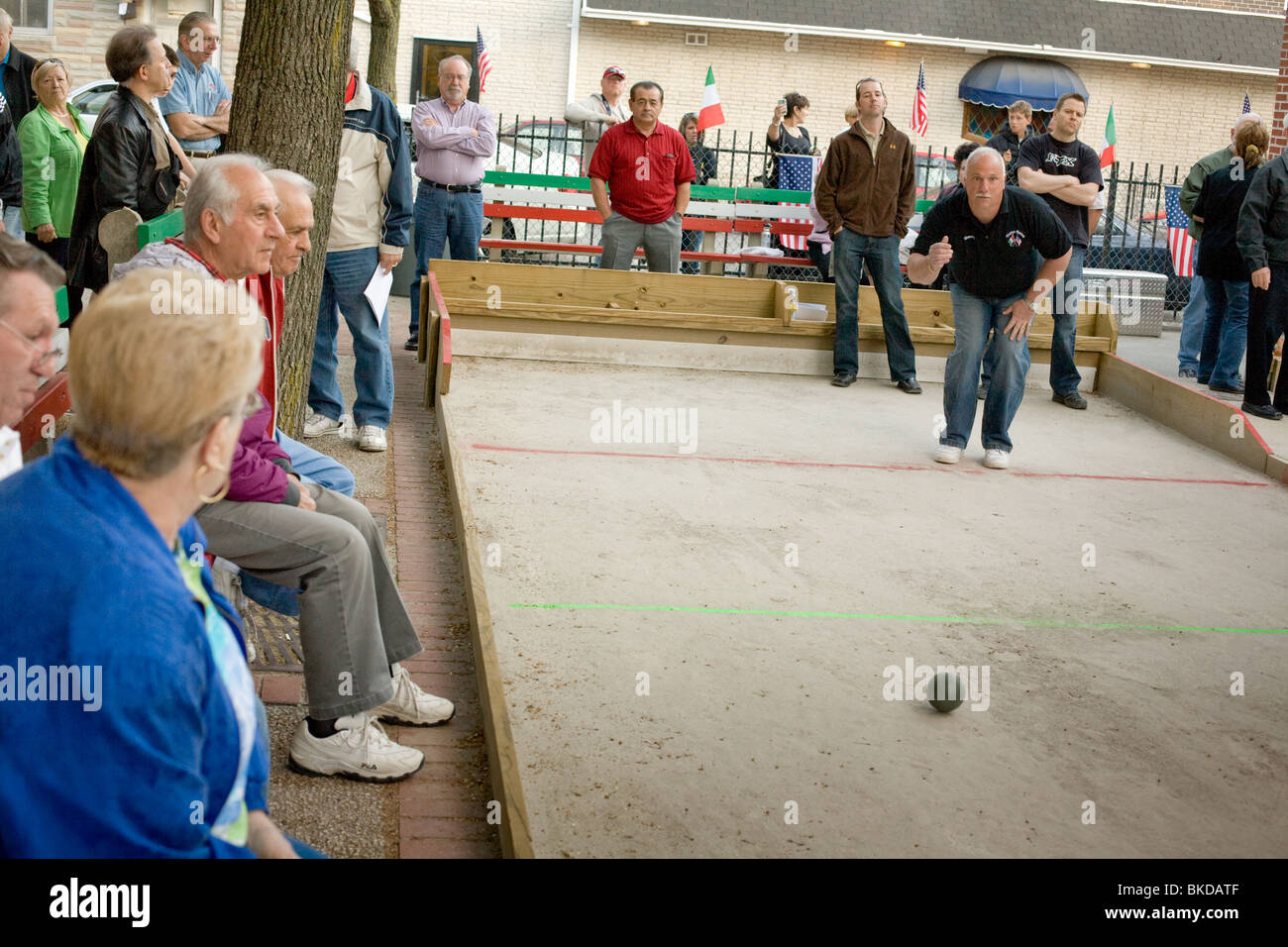 Playing bocce in Little Italy, Baltimore, Maryland Stock Photo