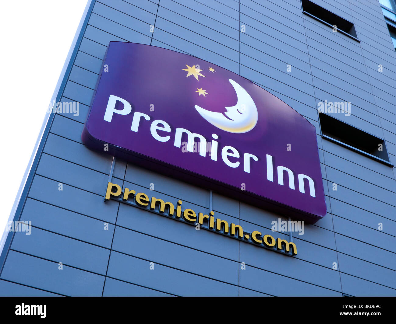 Premier Inn sign and logo Stock Photo
