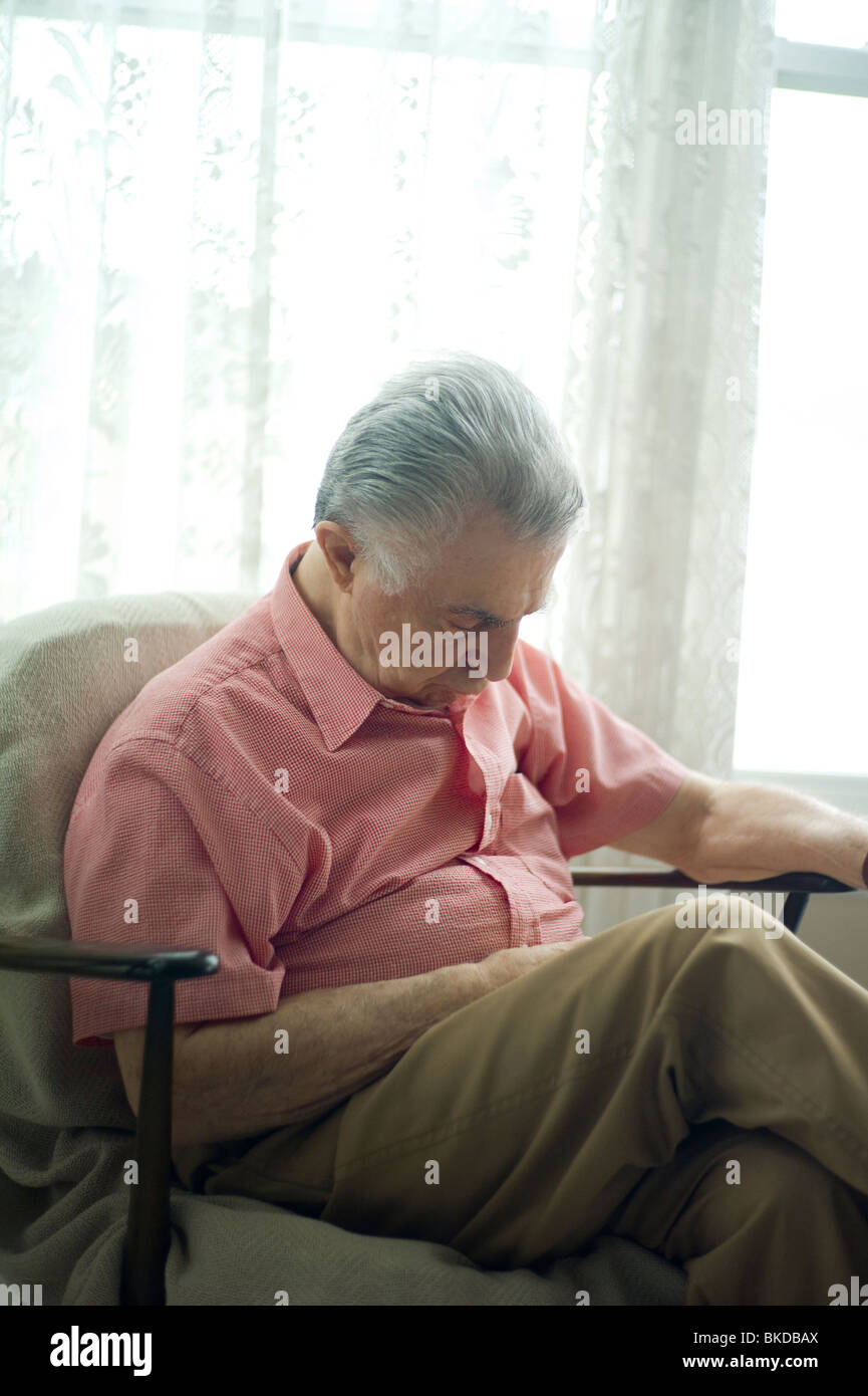 Elderly Man Sleep Chair High Resolution Stock Photography and Images