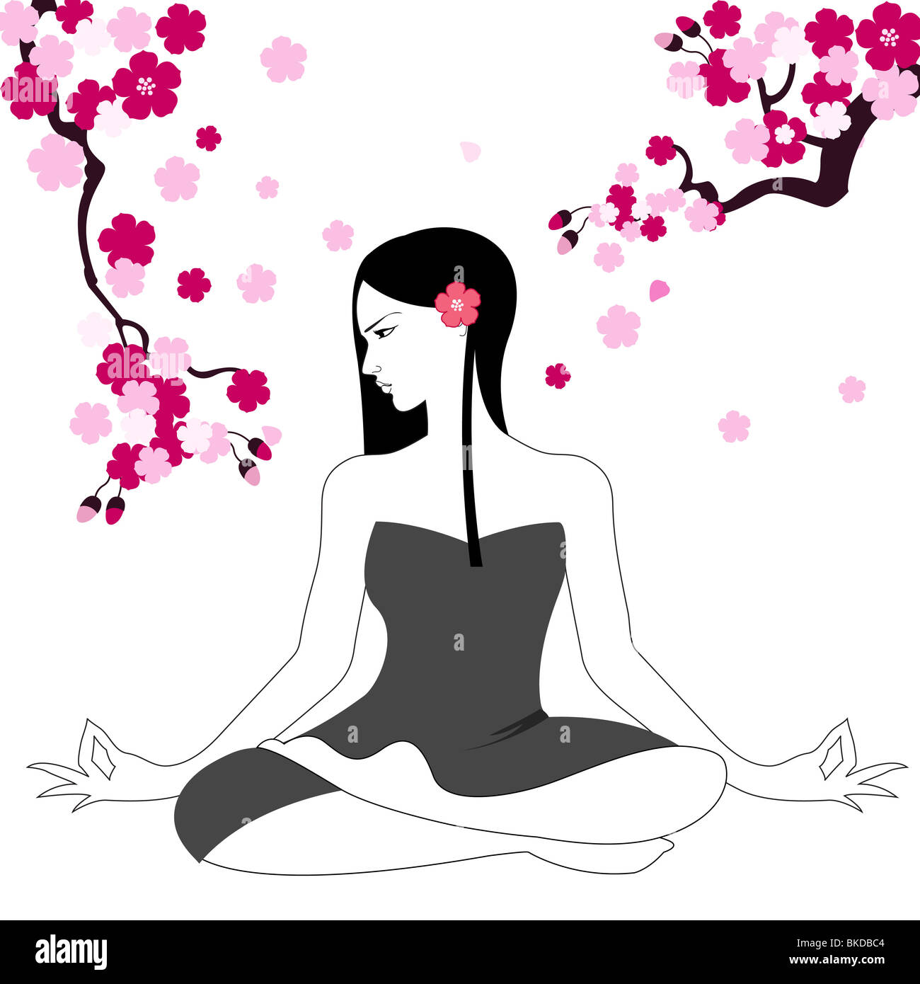 A girl sitting in the Lotus position and meditating Stock Photo - Alamy